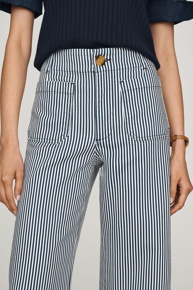 The Colette Cropped Wide-Leg Trousers by Maeve: Striped Edition #1