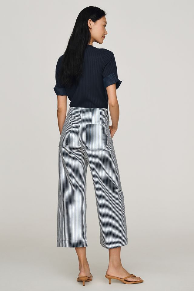 The Colette Cropped Wide-Leg Trousers by Maeve: Striped Edition #2