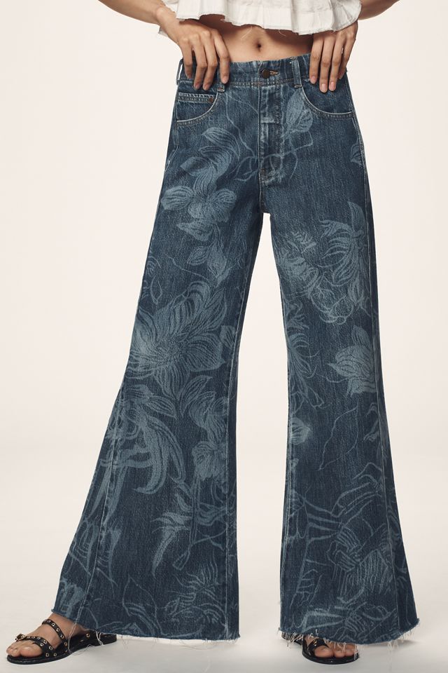 The Adi Patterned Mid-Rise Flare Jeans by Pilcro #2