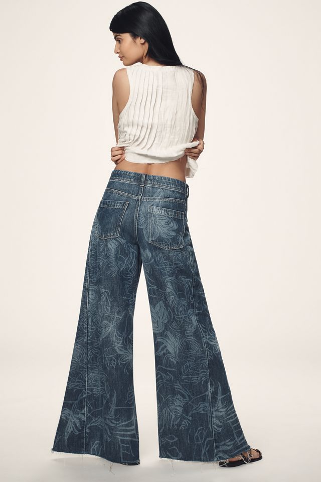 The Adi Patterned Mid-Rise Flare Jeans by Pilcro #1