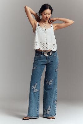 Pilcro Butterfly Low-Slung Wide-Leg Jeans