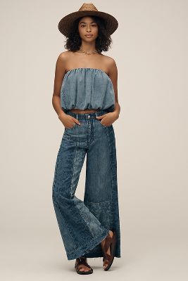 Le Jean Flare Décontracté Effiloché Adi Taille Mi-Haute par : Édition Retravaillée en , taille: 23 chez Anthropologie - Pilcro - Modalova