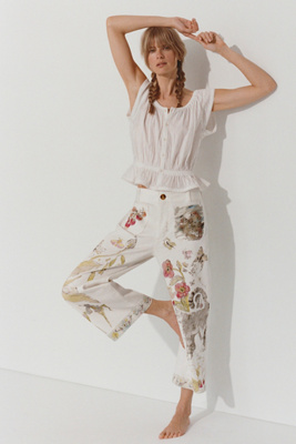 Shop Maeve The Colette Denim High-rise Cropped Wide-leg Jeans By : Swan Gossip Edition