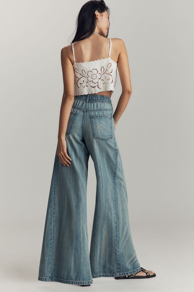 The Adi Pull-On Mid-Rise Flare Jeans by Pilcro #4