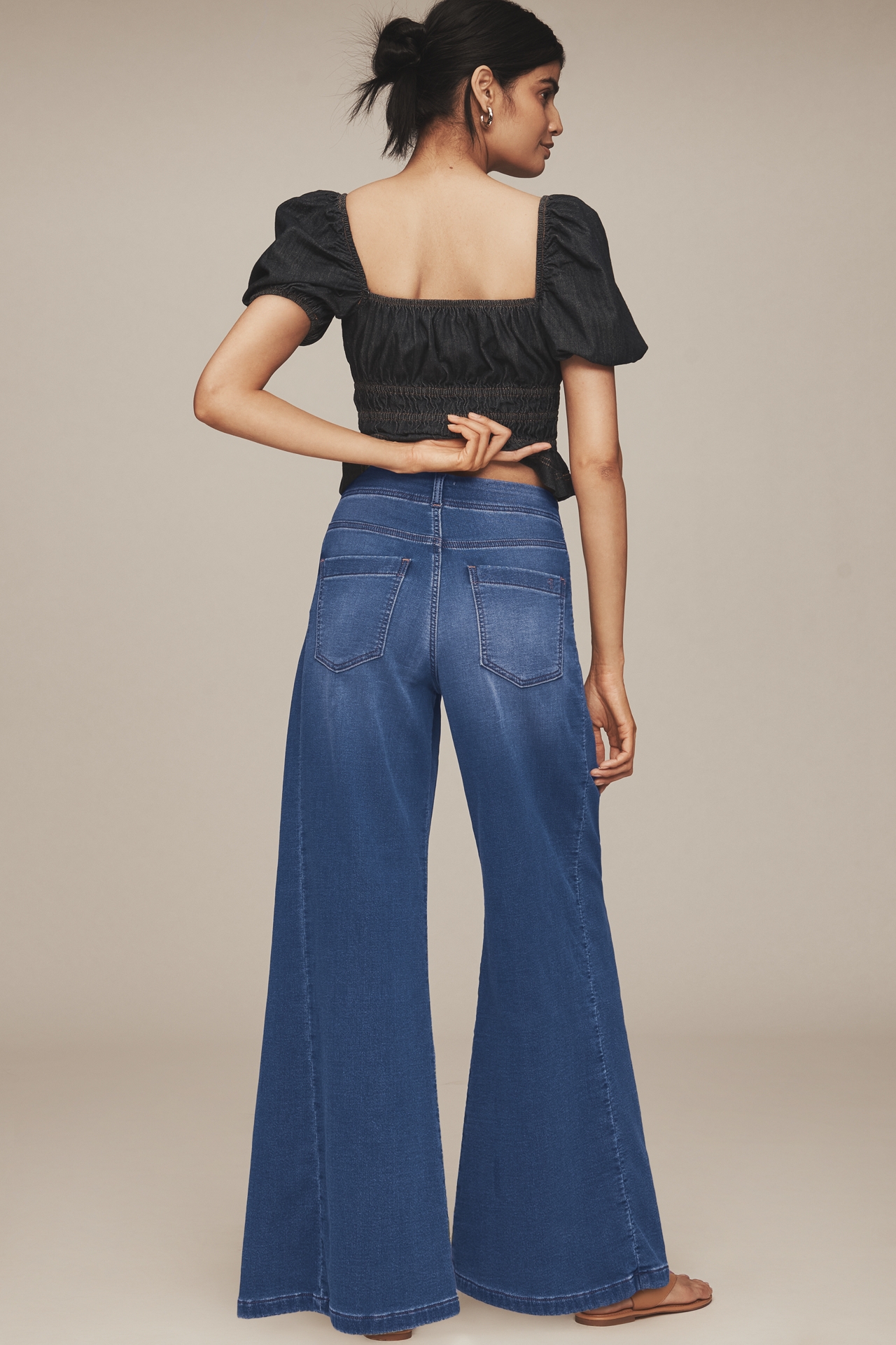 The Adi Knit Mid-Rise Flare Jeans by Pilcro
