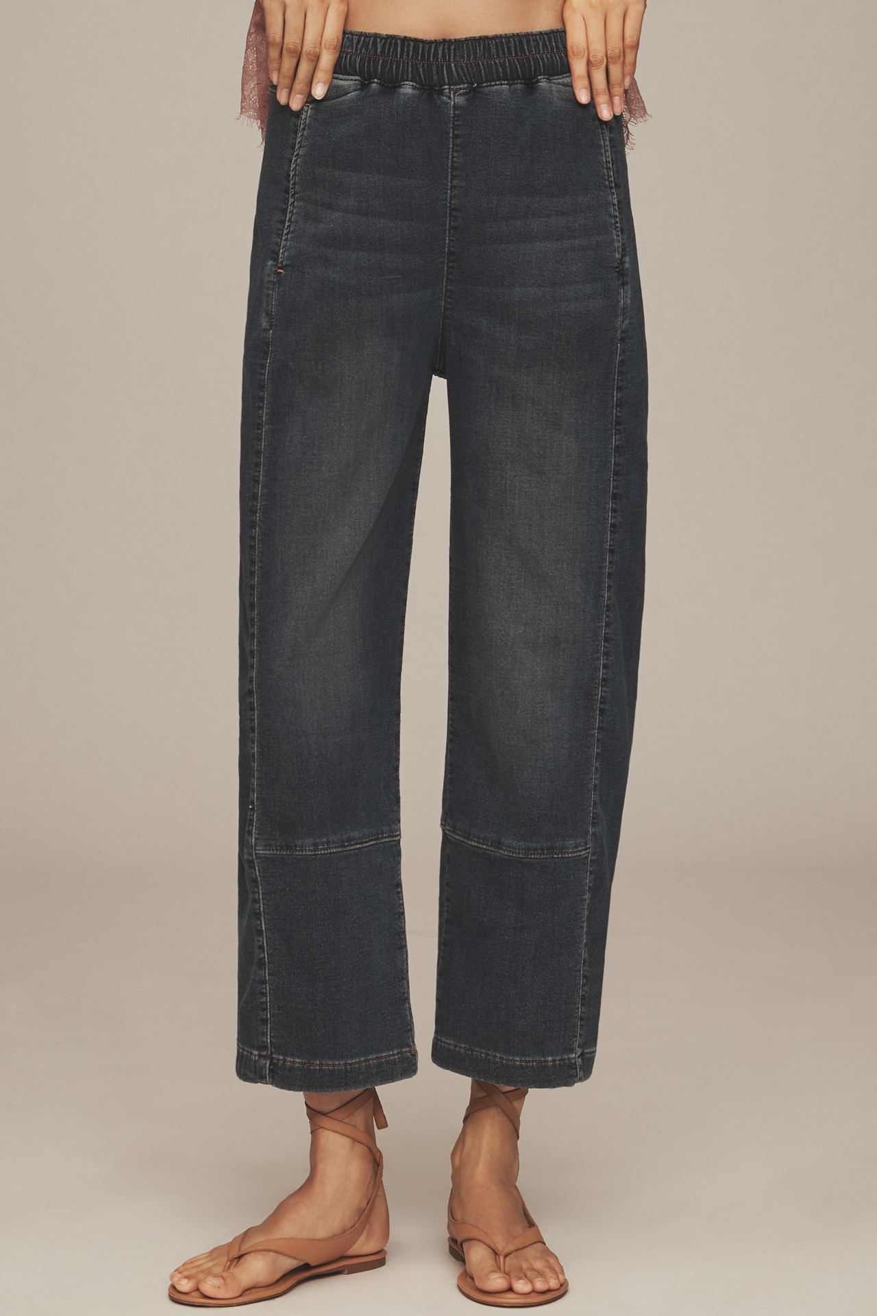 The Izzie Knit Pull-On Barrel Jeans by Pilcro