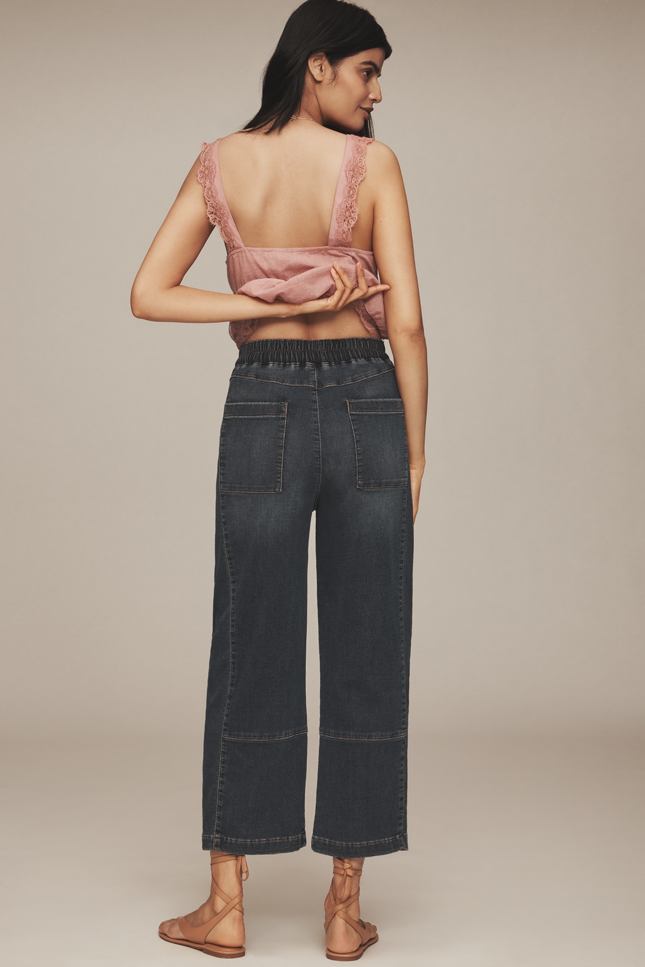 The Izzie Knit Pull-On Barrel Jeans by Pilcro