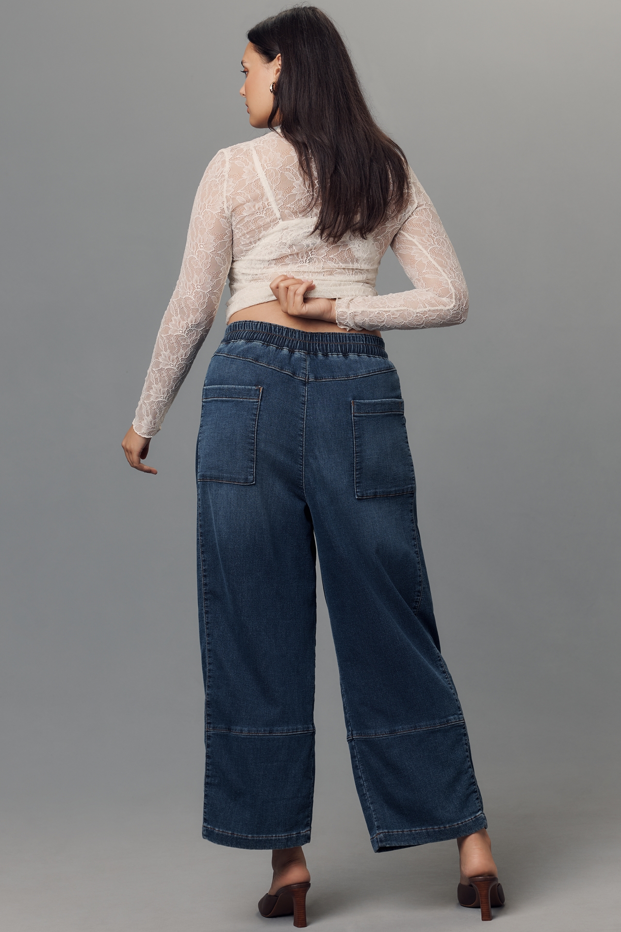 The Izzie Knit Pull-On Barrel Jeans by Pilcro