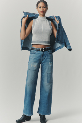 Pilcro Low-rise Wide-leg Jeans In Blue