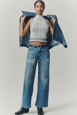 Pilcro Low-Rise Wide-Leg Jeans