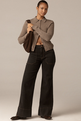 Pilcro The Rylan Curvy High-rise Flare Jeans By  In Black