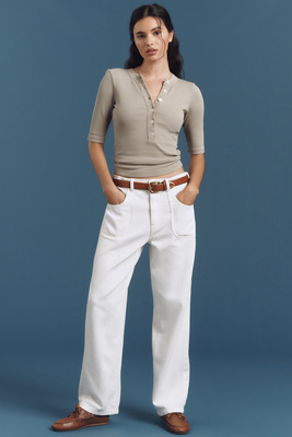 Pilcro The Jenna Mid-rise Relaxed Cuff Jeans By  In White