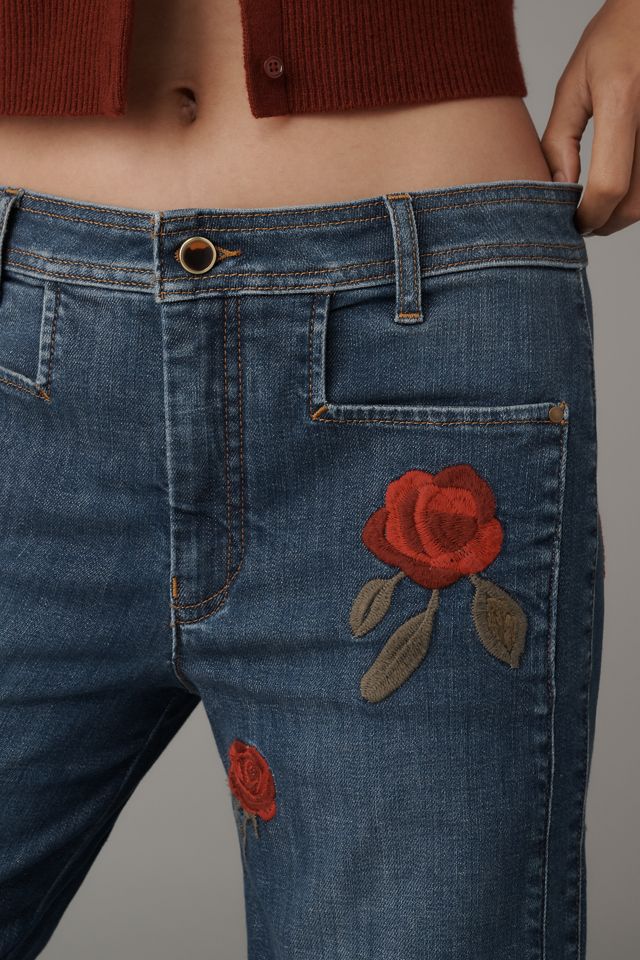 Maeve Mid-Rise Wide-Leg Patch Jeans  #1