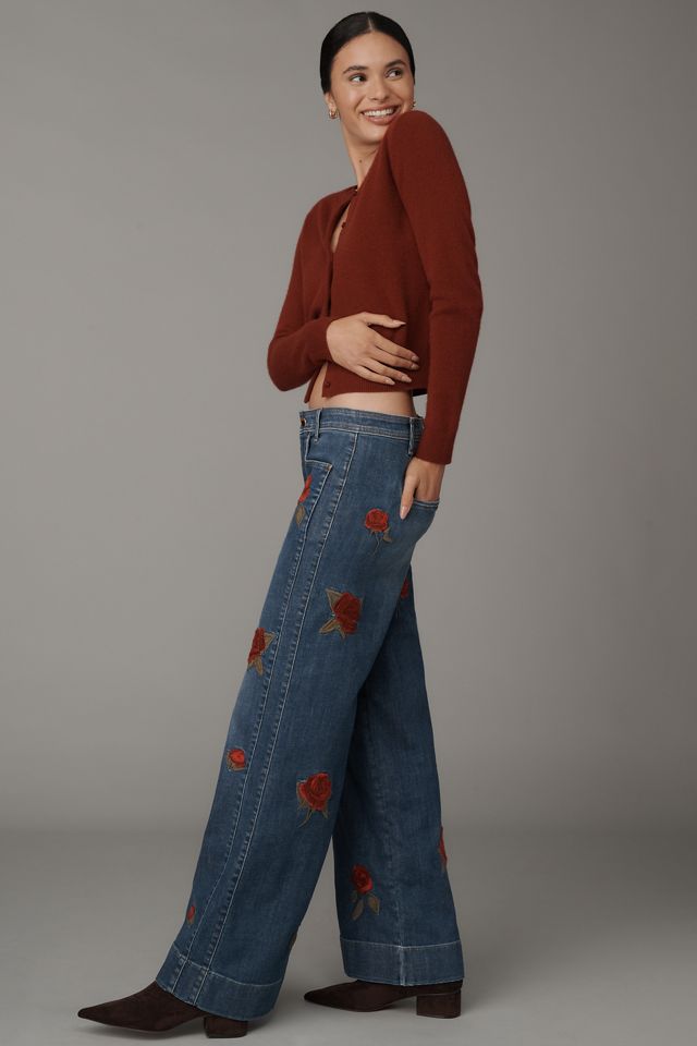 Maeve Mid-Rise Wide-Leg Patch Jeans  #3