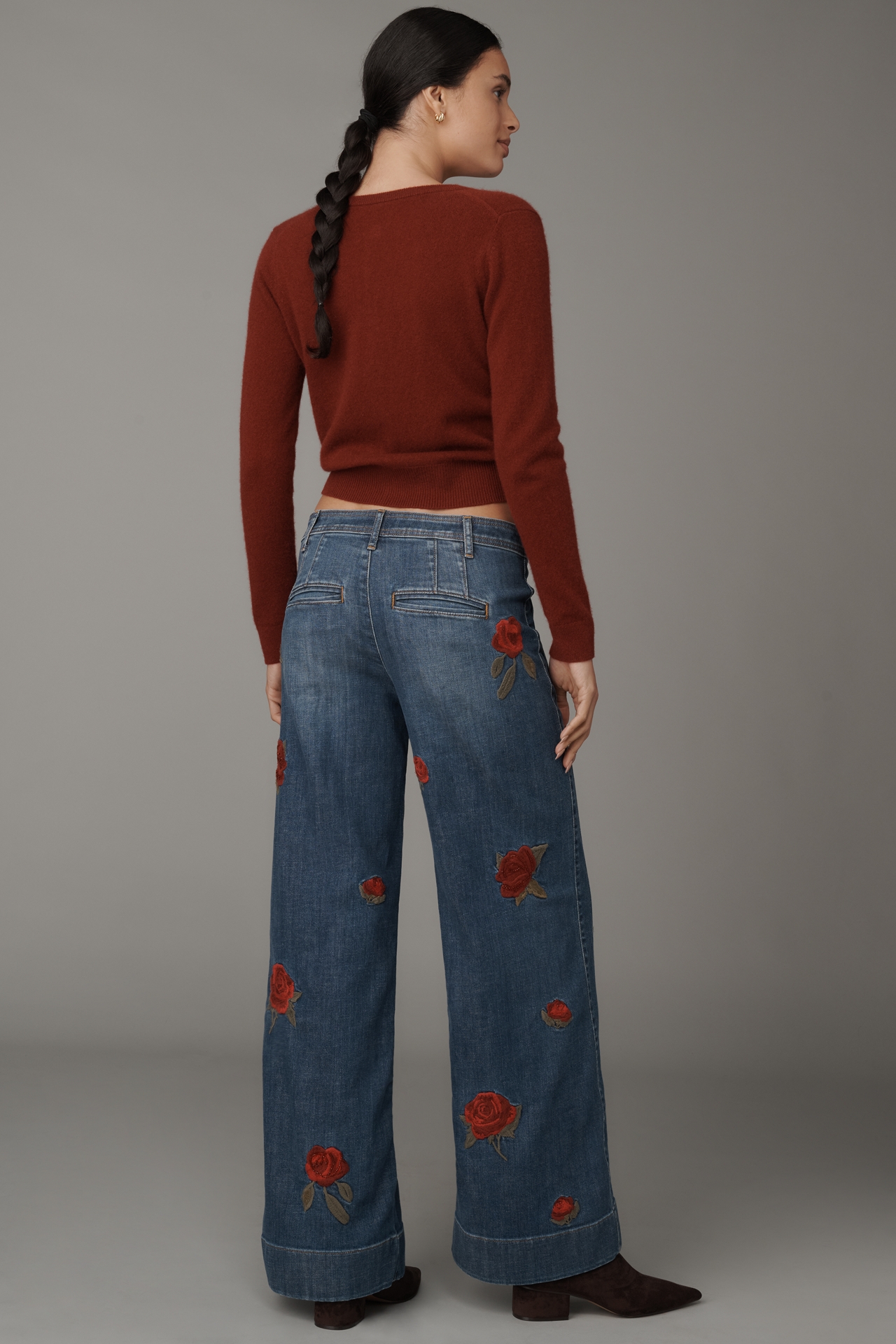 Maeve High-Rise Wide-Leg Patch Jeans