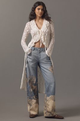 Pilcro Pleated Palazzo Mid-Rise Wide-Leg Jeans