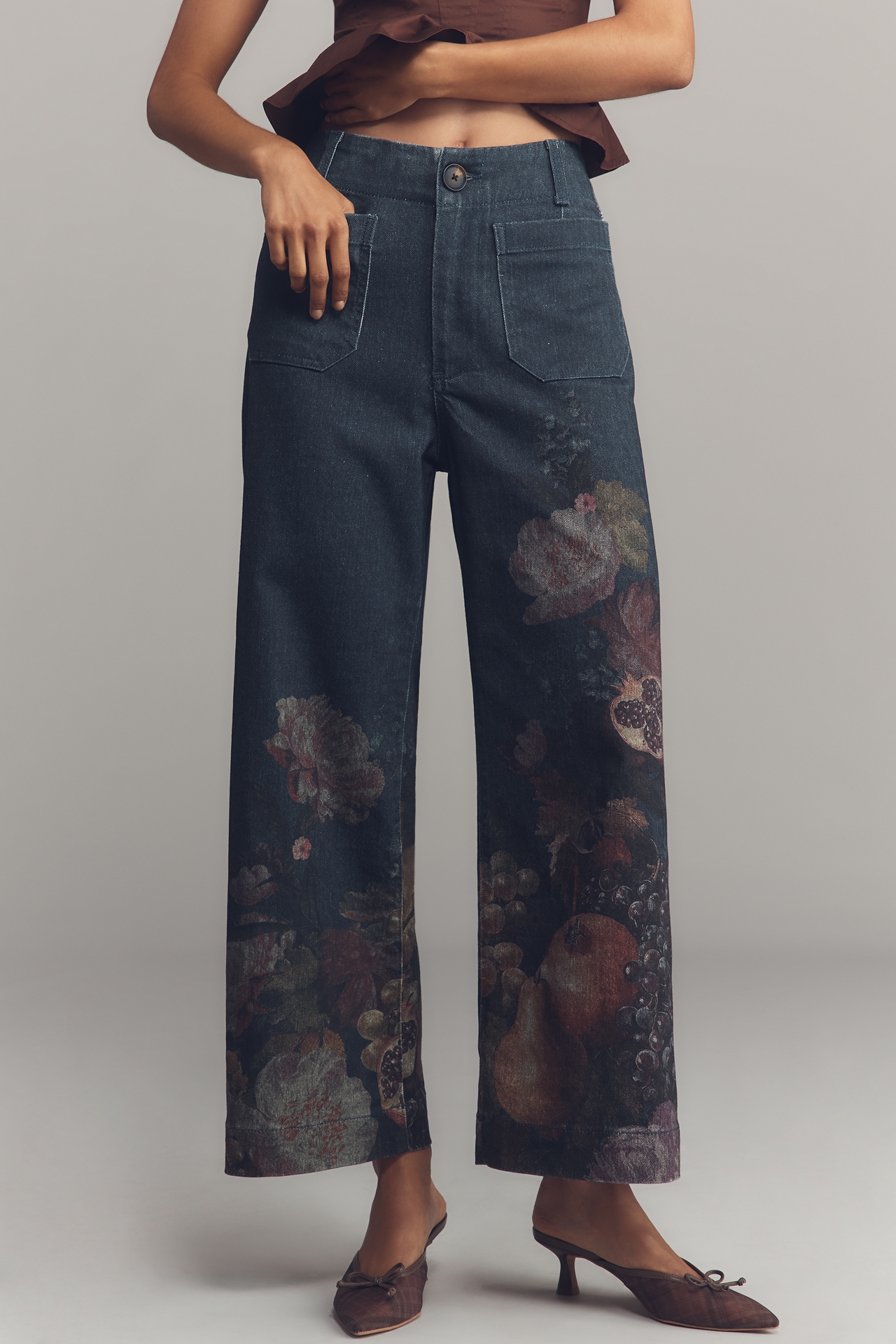 The Colette Denim Crop Wide-Leg Jeans by Maeve