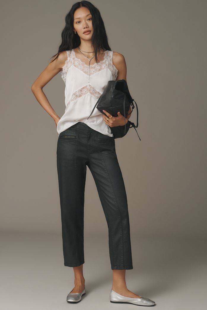 Pilcro Moto Crop Mid-Rise Straight-Leg Jeans