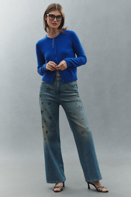 Pilcro The Austyn High-rise Cuffed Wide-leg Jeans By  In Blue