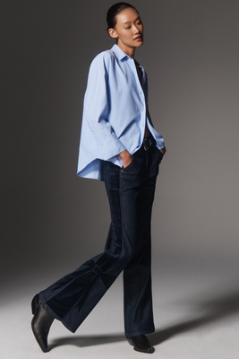 Maeve Bow Peep High-Rise Flare Jeans