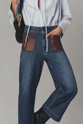 The Colette High-Rise Crop Wide-Leg Jeans by Maeve