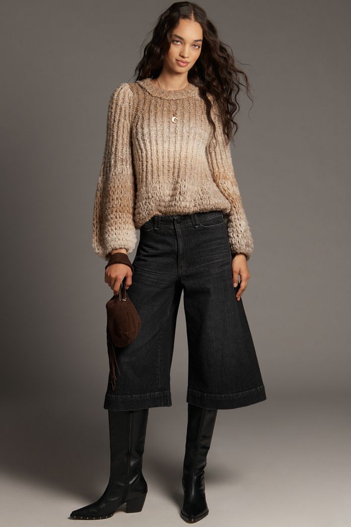 Pilcro High-Rise Wide-Leg Crop Culotte Jeans