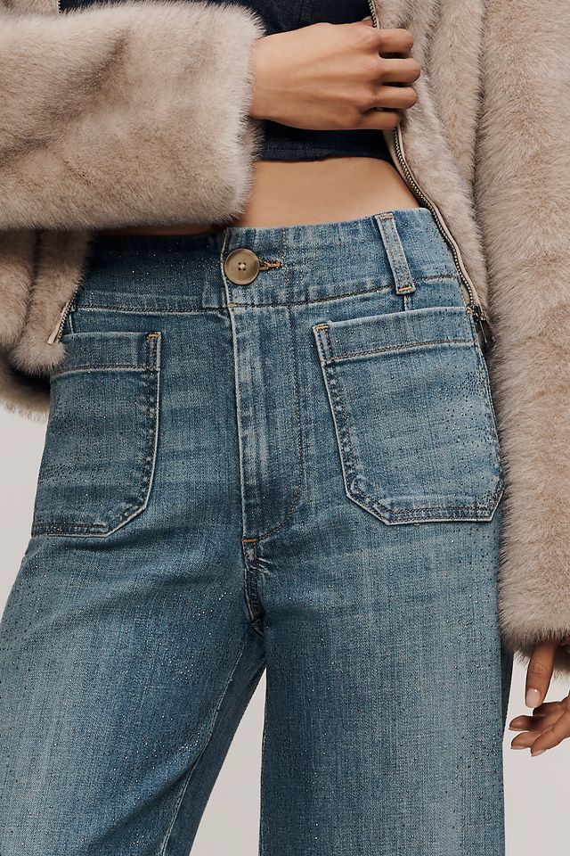 The Colette Sparkle Crop High-Rise Wide-Leg Jeans by Maeve #1