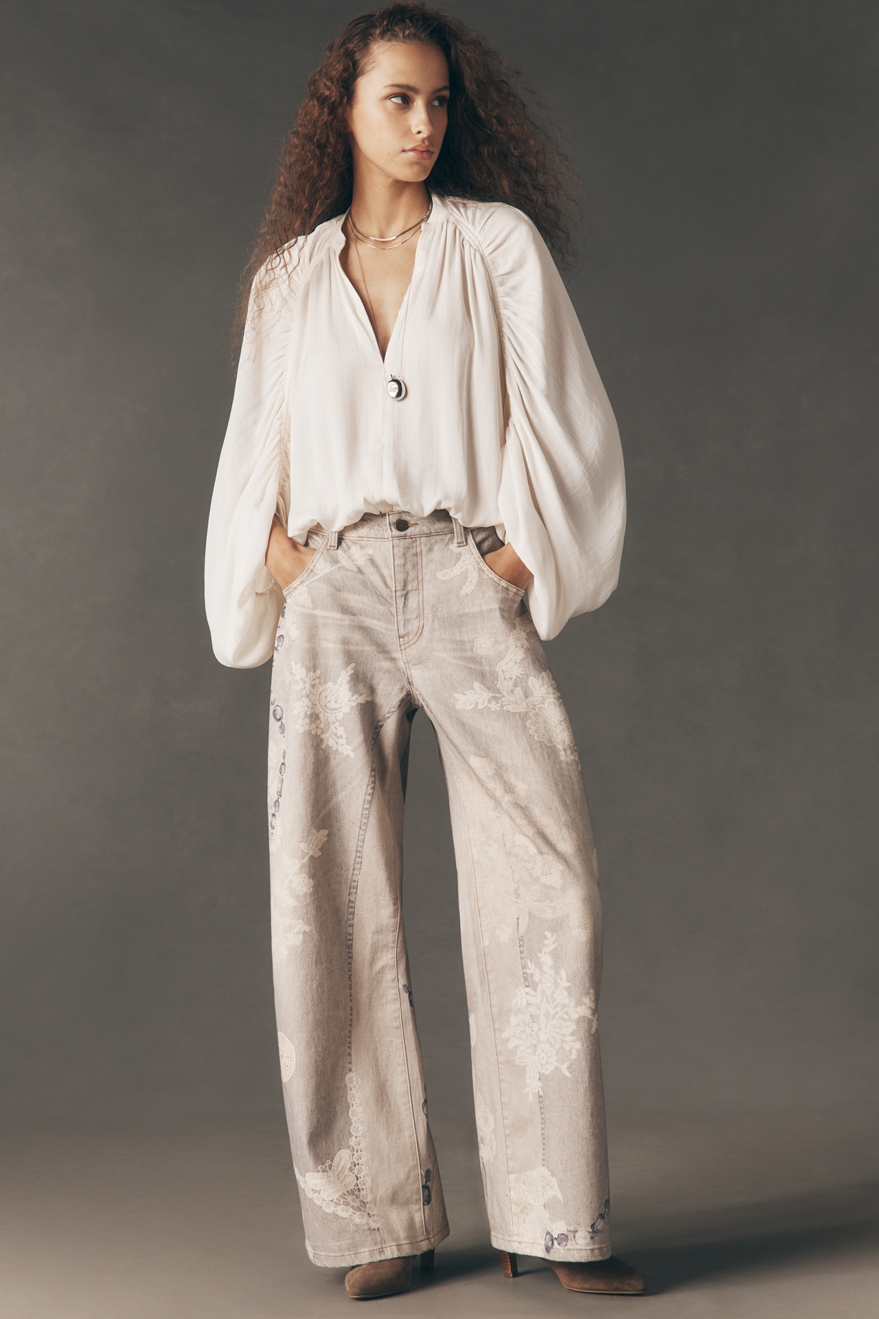 Pilcro High-Rise Puddle Curve Patterned Jeans