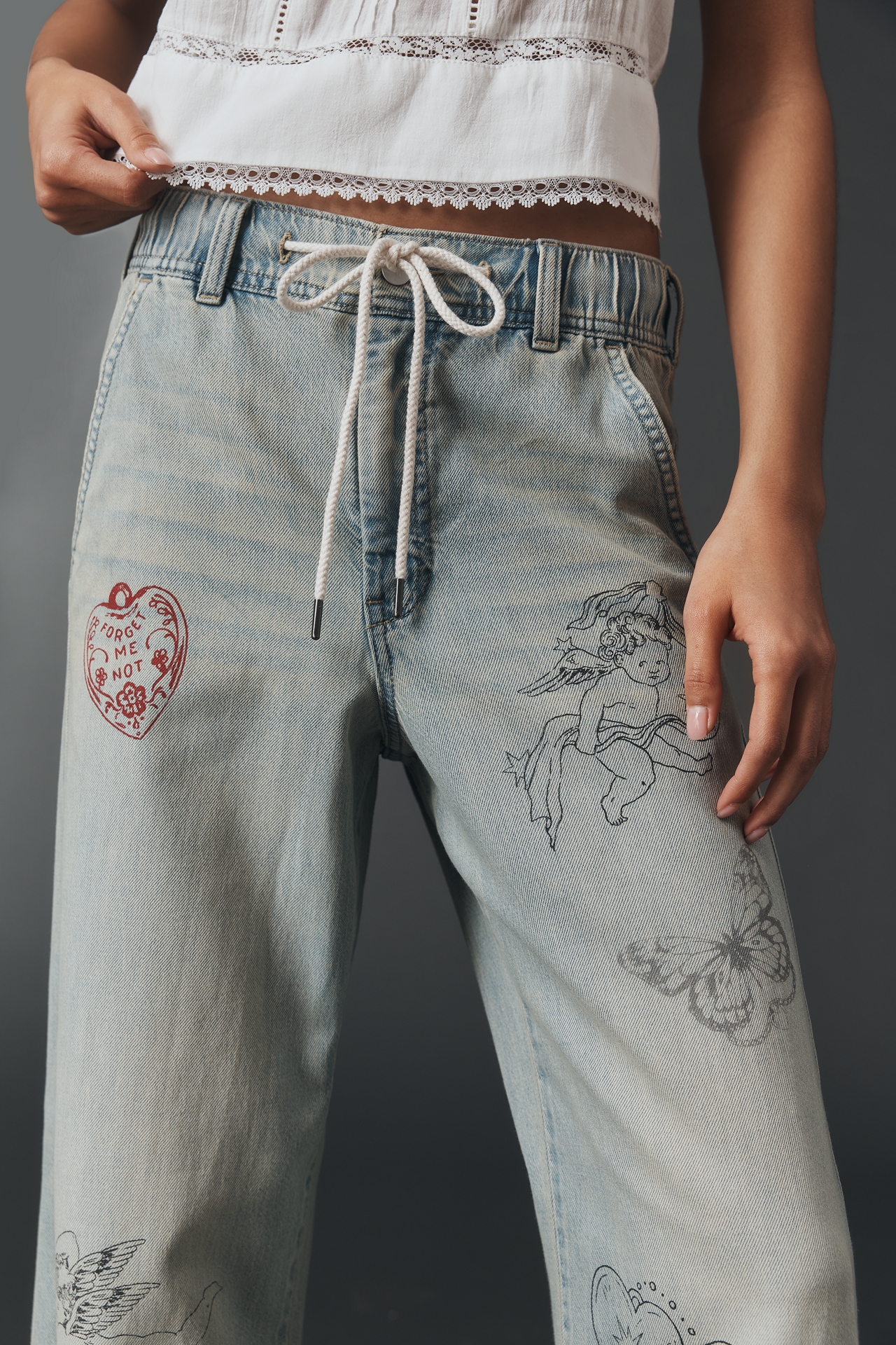 The Adi Mid-Rise Flare Embellished Jeans by Pilcro