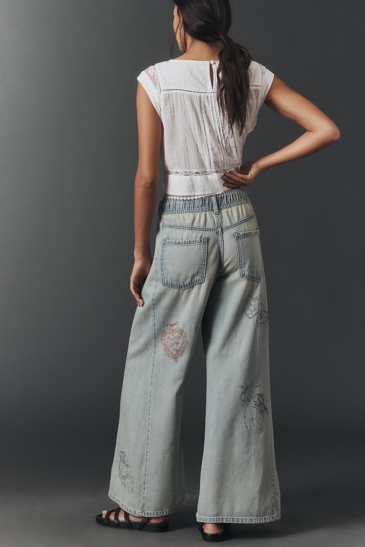 The Adi Mid-Rise Flare Embellished Jeans by Pilcro