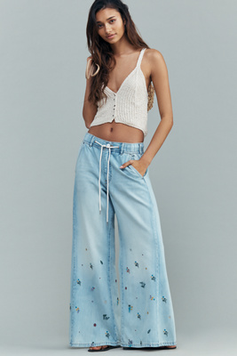 Adi Mid-Rise Flare Ditsy Jeans by Pilcro