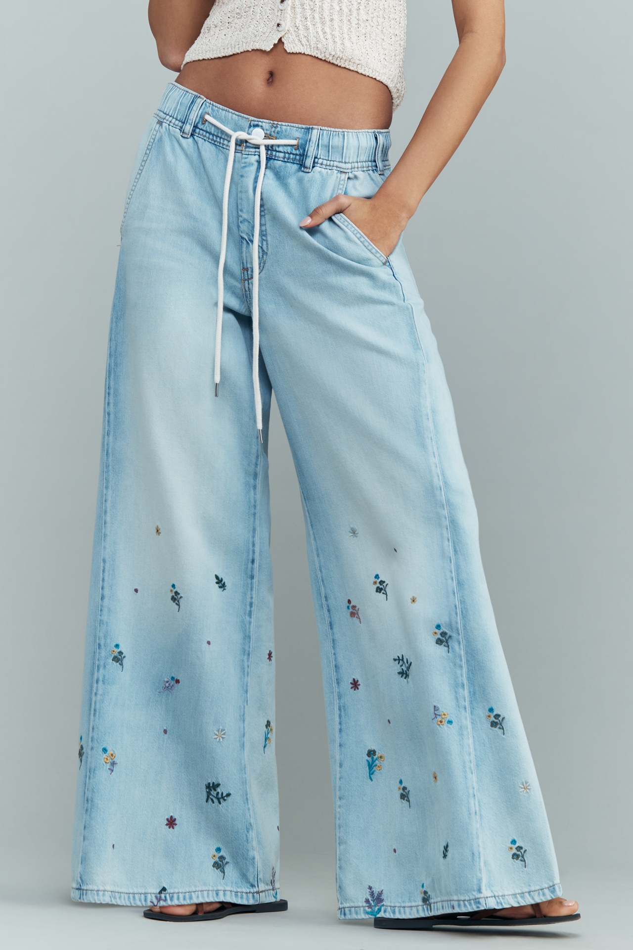 Adi Mid-Rise Flare Ditsy Jeans by Pilcro