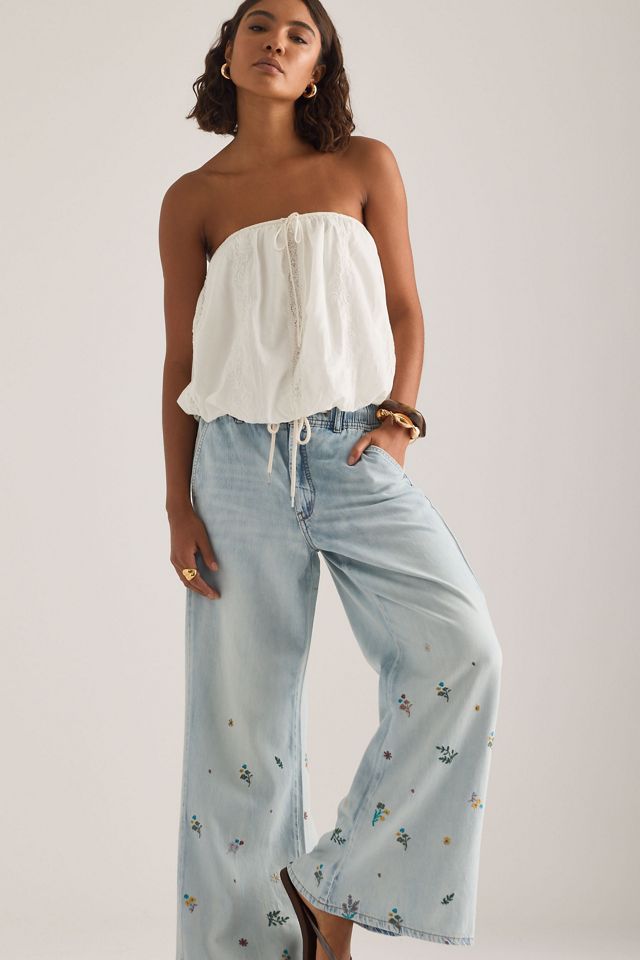 The Adi Mid-Rise Ditsy Floral Flare Jeans by Pilcro #2