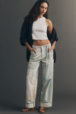 Pilcro Slouch Low-rise Wide-leg Jeans In Gray