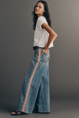 Pilcro Azura High-Rise Wide-Leg Track Stripe Jeans | Anthropologie