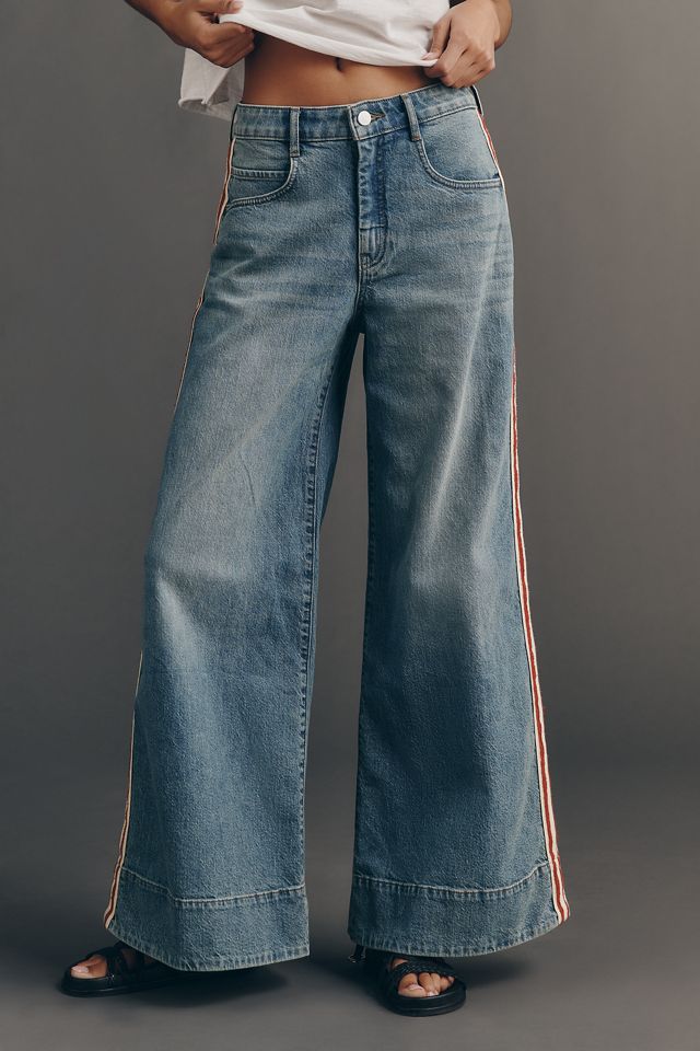 Pilcro Azura High-Rise Wide-Leg Track Stripe Jeans | Anthropologie