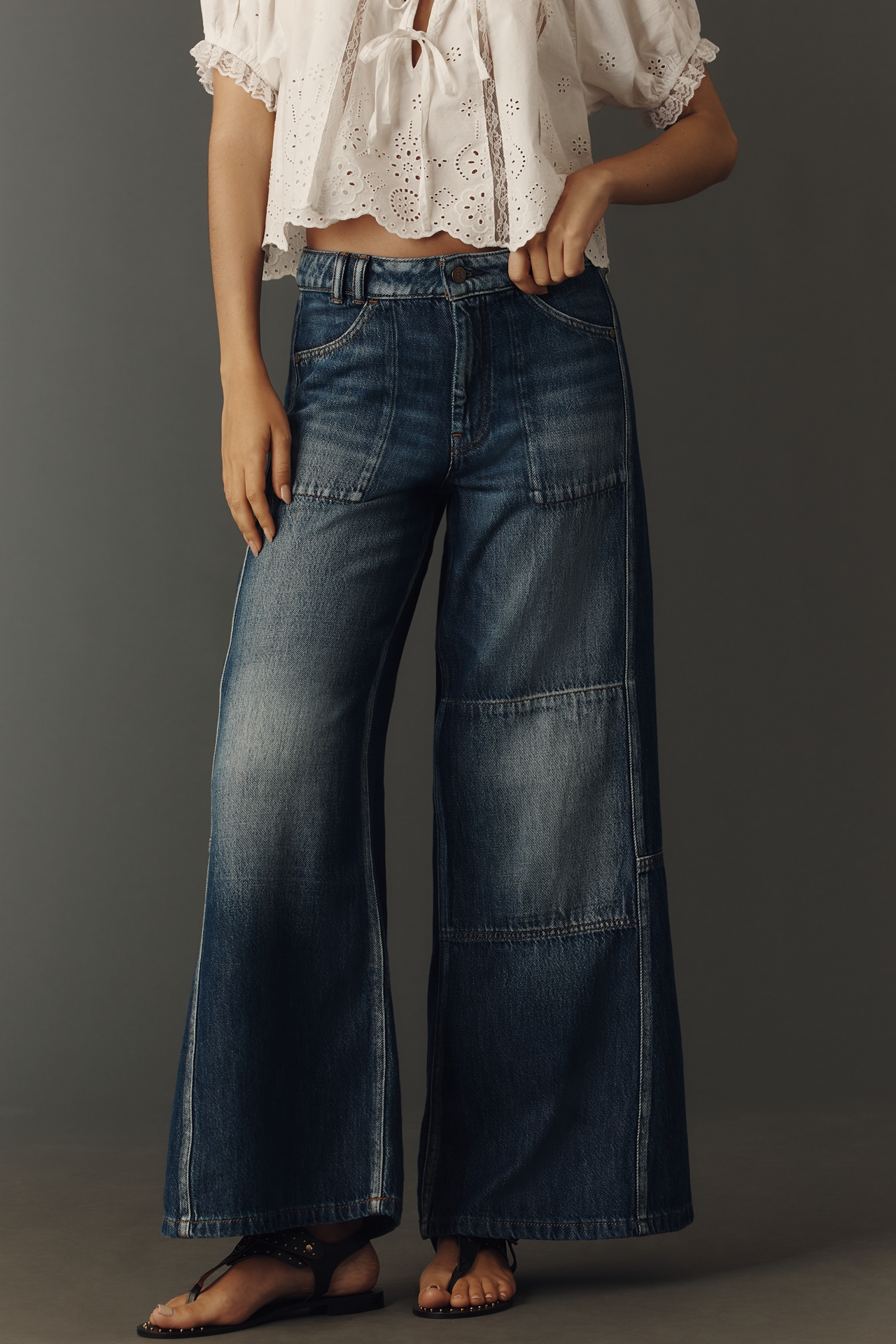 The Adi Reworked Mid-Rise Relaxed Wide-Leg Jeans by Pilcro