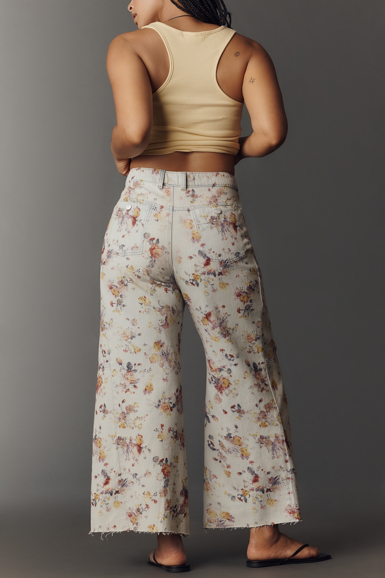 Adi Floral Mid-Rise Wide-Leg Jeans by Pilcro