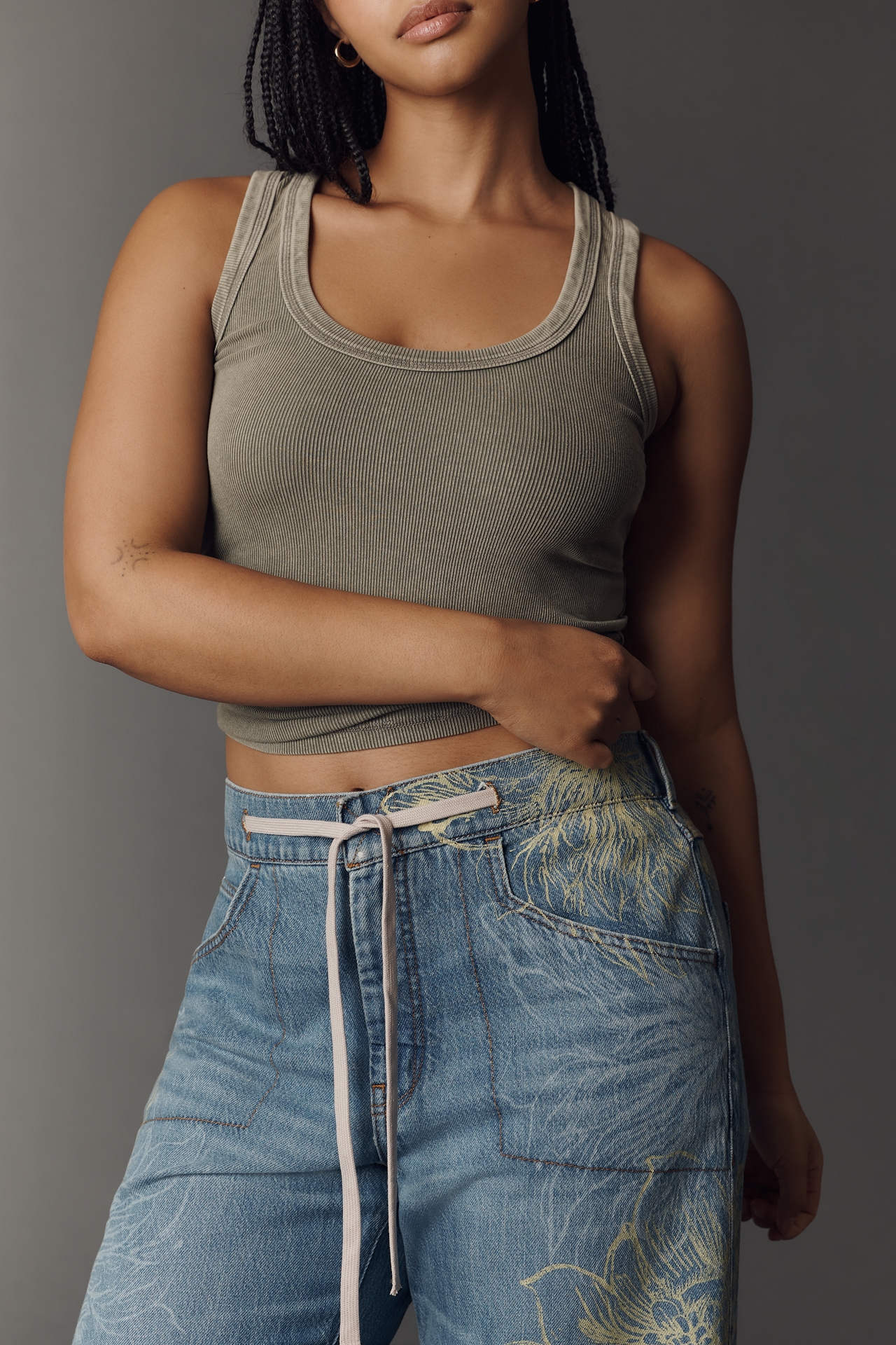 Pilcro High-Rise Wide-Leg Drawstring Jeans