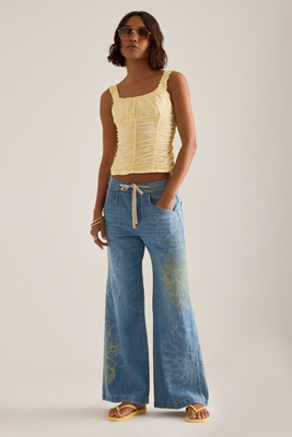 Pilcro High-Rise Wide-Leg Drawstring Jeans