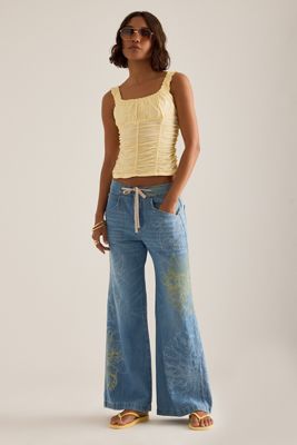Ellis High-Rise Wide-Leg Drawstring Jeans by Pilcro