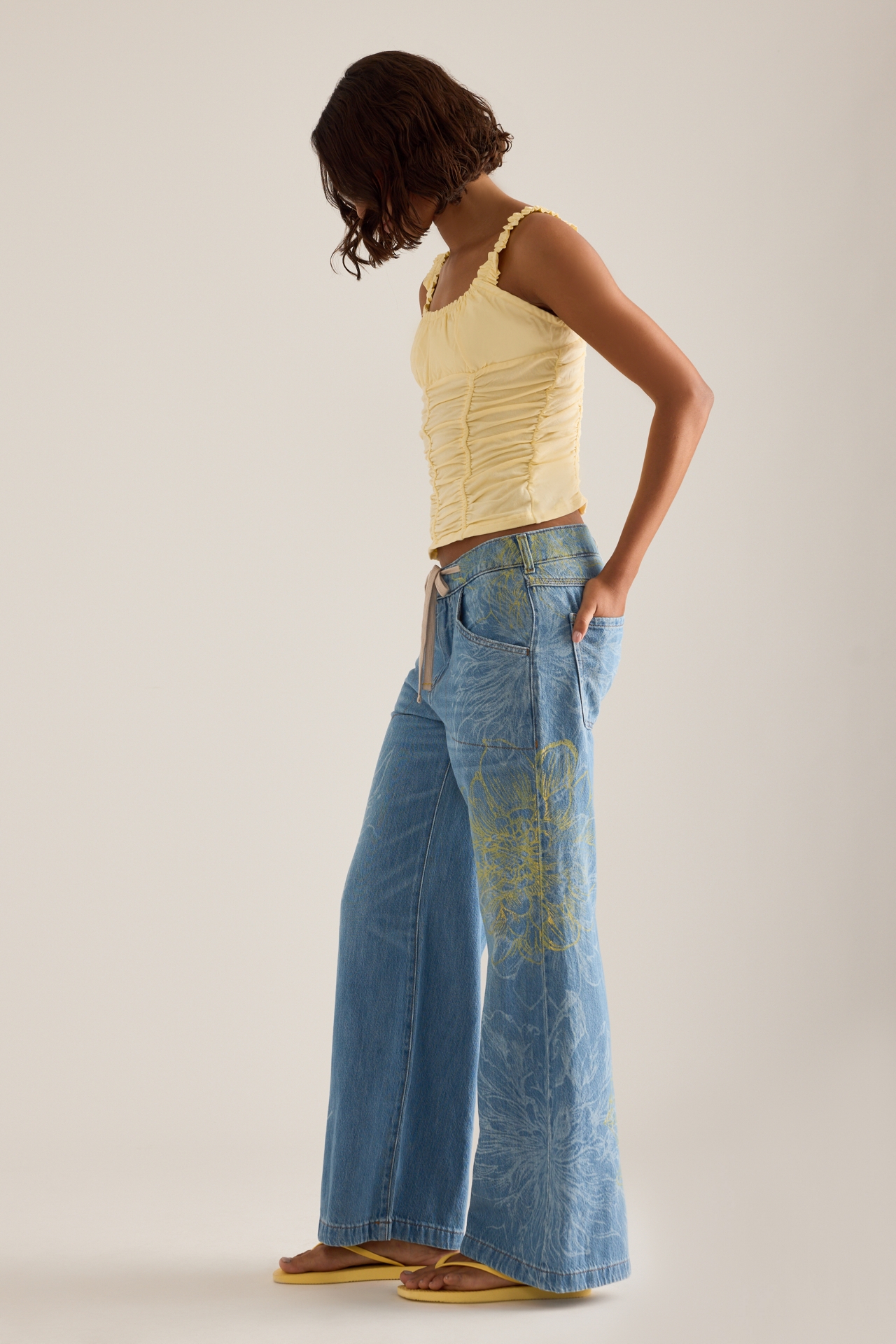 Ellis High-Rise Wide-Leg Drawstring Jeans by Pilcro