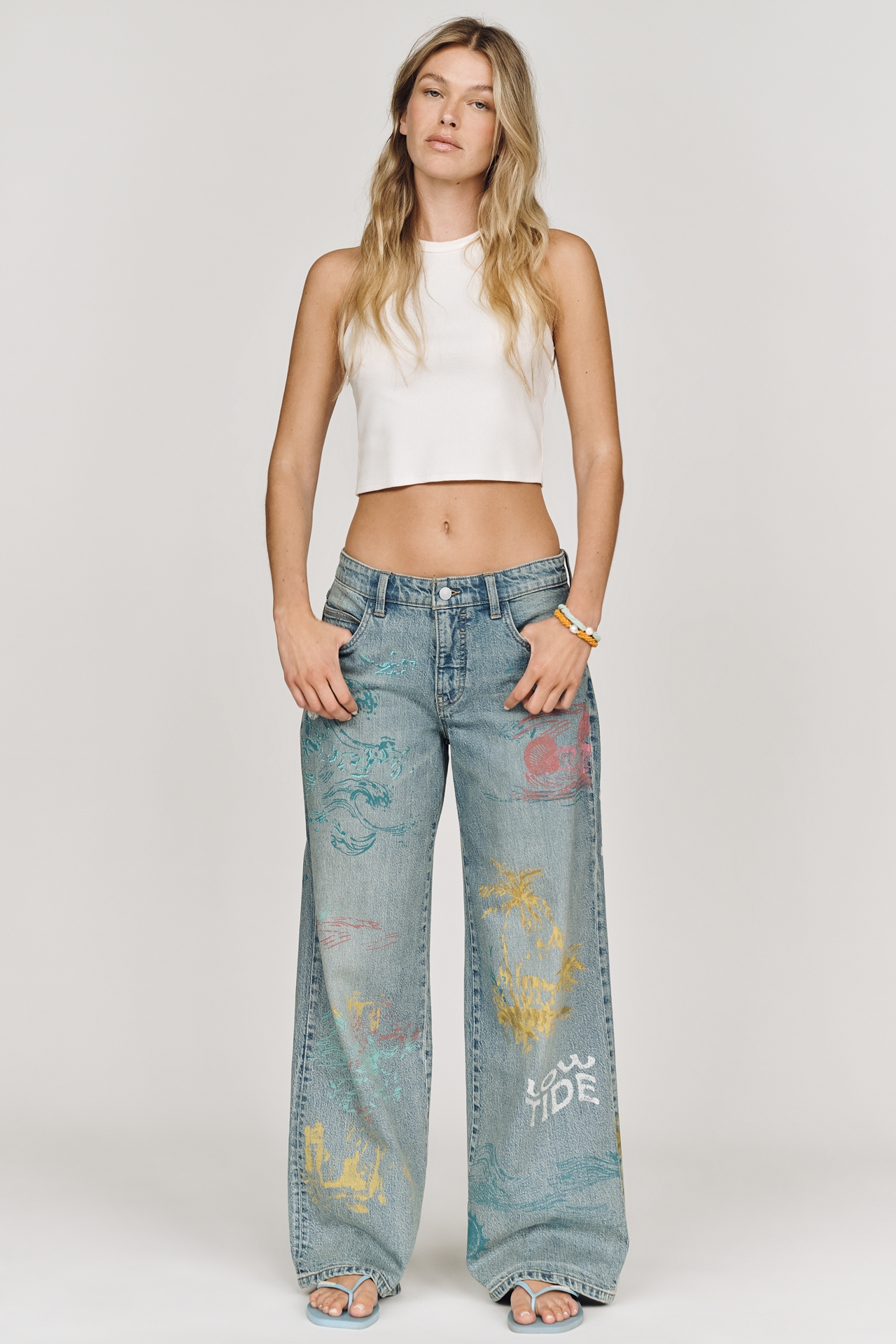 Pilcro Esme Mid-Rise Wide-Leg Jeans
