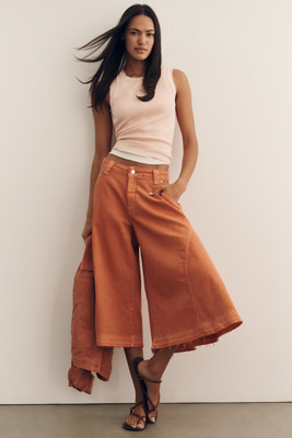 Regenerative Cotton Circle Crop High-Rise Culotte Jeans