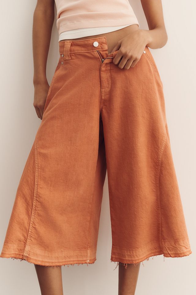 Jeans Culotte Crop Circle a Vita Alta in Cotone Rigenerativo Pilcro #1