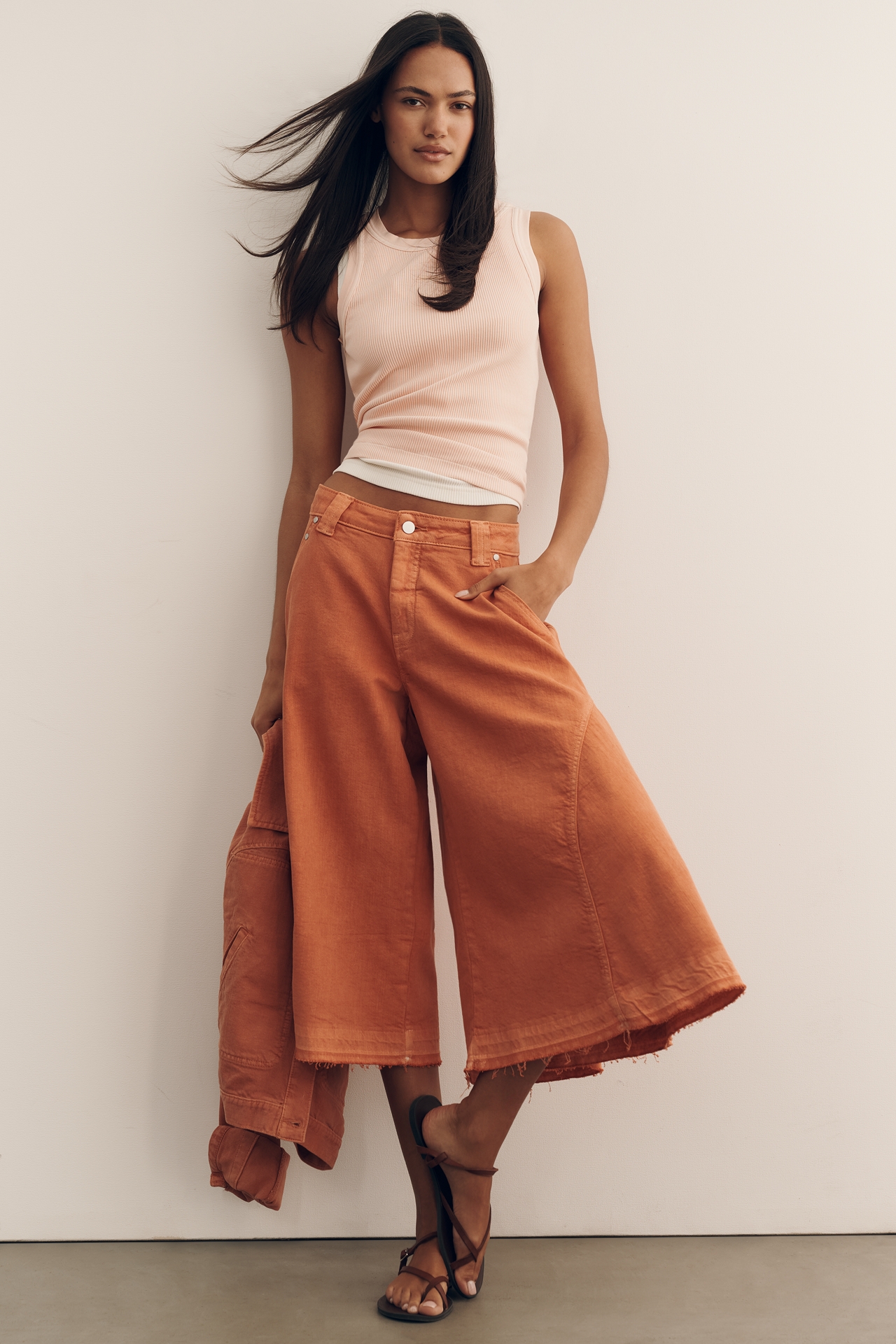 Pilcro Regenerative Cotton Circle Crop High-Rise Culotte Jeans