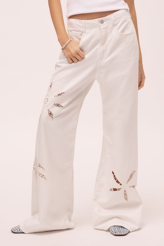 Pilcro Adi Mid-Rise Relaxed Wide-Leg Embroidered Jeans #2