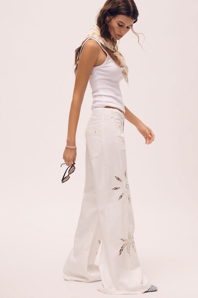 Pilcro Adi Mid-Rise Relaxed Wide-Leg Embroidered Jeans #3