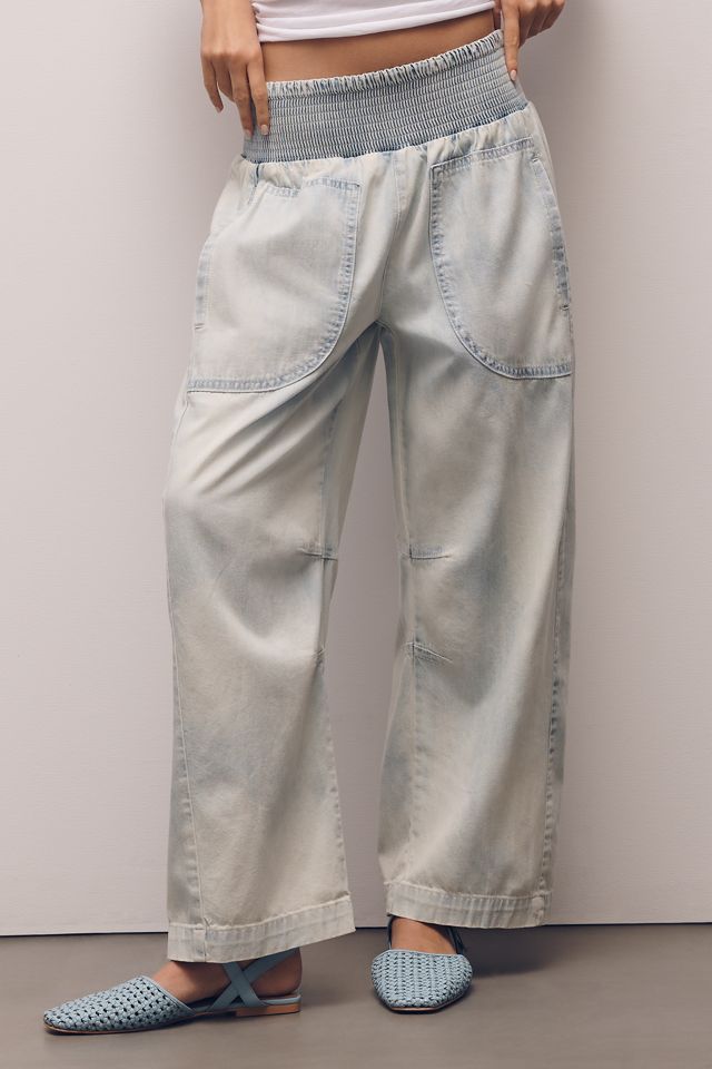 Reese Barrel-Leg Pants in Cross-Weave Cotton #1