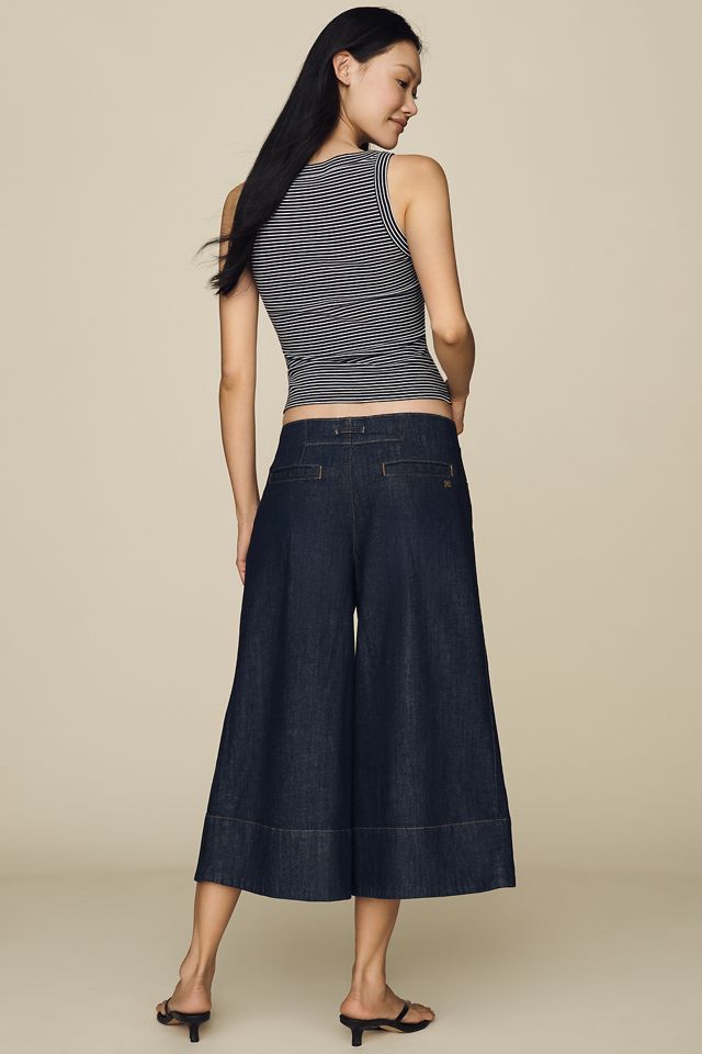 Maeve Reworked High-Rise Wide-Leg Culotte Jeans #3